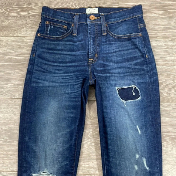 J. Crew Lookout High Rise Skinny Patch Distressed Hem Denim Jeans 25 - Picture 3 of 16